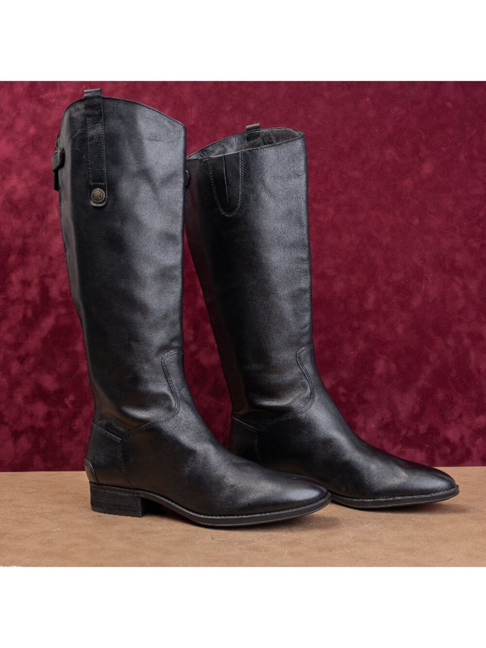 Sam Edelman Women Penny Riding Equestrian Wide Calf Black Leather Boots sz 11.5